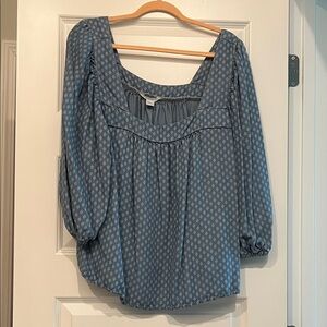 Caslon Blue Geometric Blouse